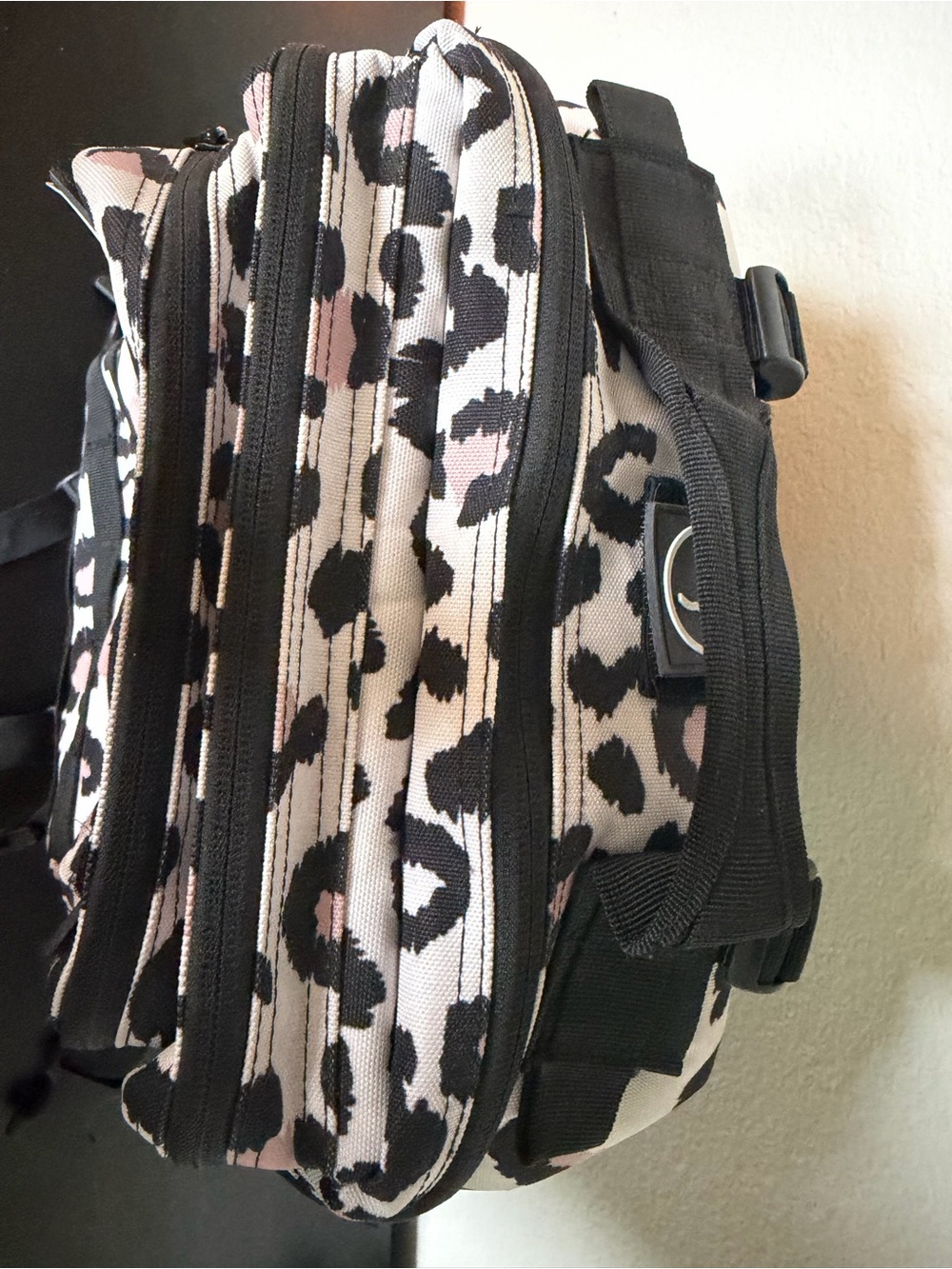 WOLFPACK Leopard Print Backpack - Black, White & Pale Pink - Picture 5 of 14
